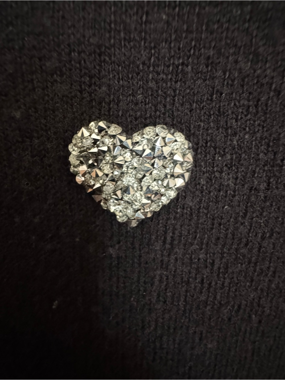 ELLE Black Knit Sweater with Silver
Rhinestone Hearts - Size [S]. EUC - Picture 5 of 13